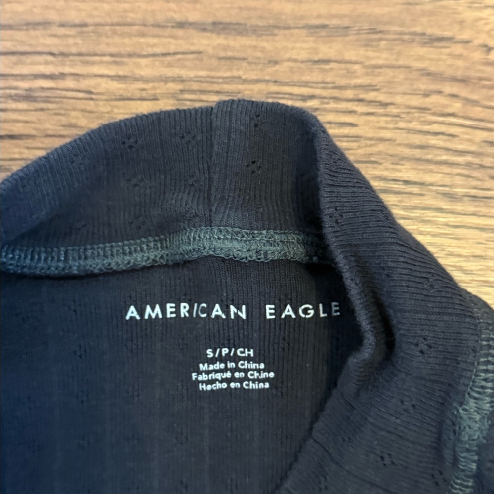 Black/ Gray Ribbed Long Sleeve Top - American Eagle - Picture 2 of 2